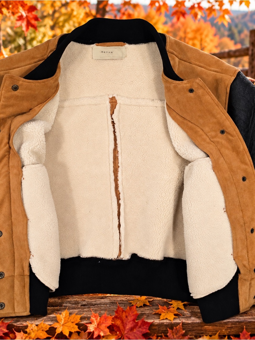 Blank NYC Tan and Black Varsity Bomber Jacket - Picture 2 of 4